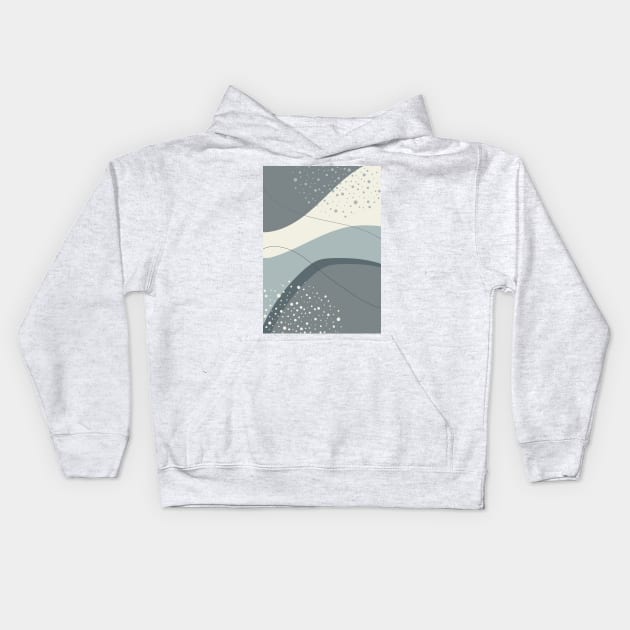 Grey and Ivory Modern Abstract Organic Shapes Kids Hoodie by tramasdesign